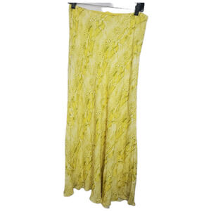 WHISTLES Yellow Multi Python Print Bias Cut Long skirt sz 8 $259
